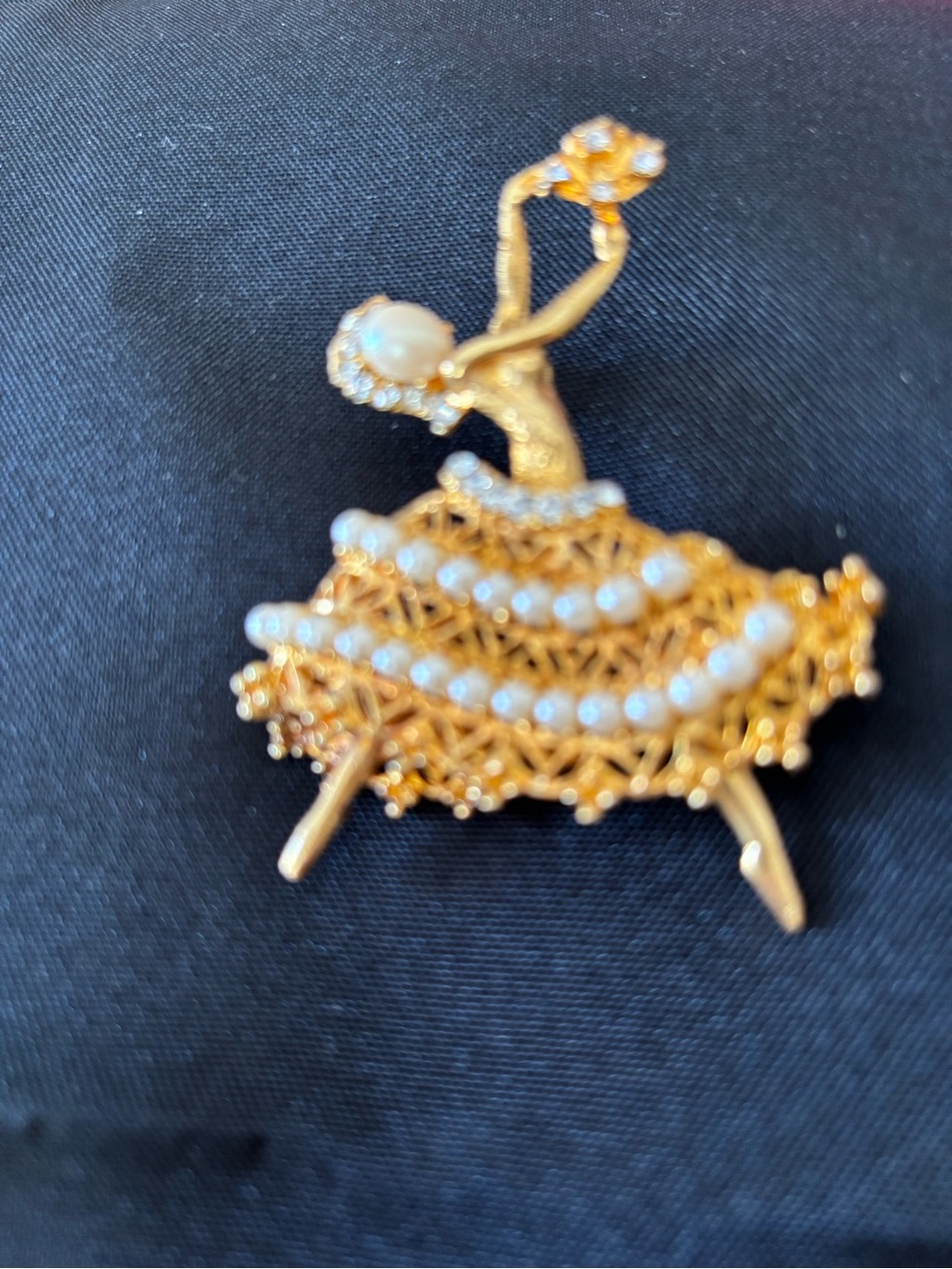 Gold Pearl Ballerina Brooch - Elegant Women’s Jewelry